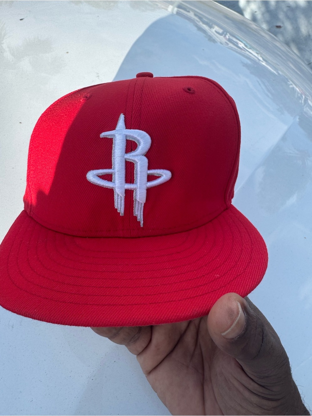 Houston Rockets Red Fitted Hat with White ww Sz:7.5 Classic red snapback